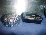 sterling and papier mache snuff boxes