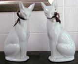 Pair Custom Made Kutaniwear Porcelain Siamese Cats, presented by the Japanese Cat Society