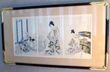 Yoshu Chikanobu, tri-panel block print, circa 1896...RARE PIECE