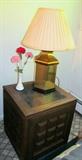 Brass Lamp and Occasional Table/Safe