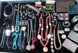 COLLECTION OF VINTAGE, AMERICAN INDIAN, CORAL & STERLING JEWELRY