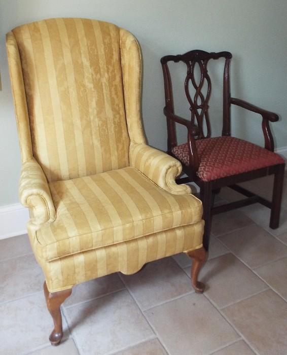 Vintage Chippendale Armchair
Vintage Queen Anne Camel Back Wing Chair
