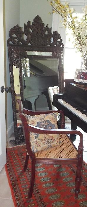 Massive Mirror with Beautiful Rococo Detailing (the piano is NOT for sale and will be left in the house during the sale)