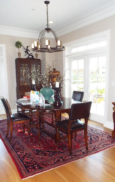 Beautiful Dining Table
Beautiful Leather Brass Detailed Dining Chairs
Gorgeous Burled Wood Drop Down Secretary China
