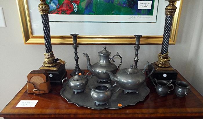 ANTIQUE PEWTER AND GORGEOUS LAMPS