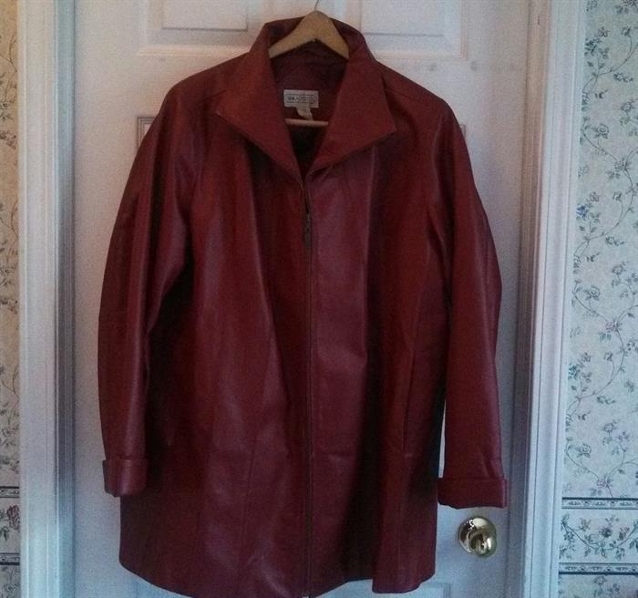 Red leather coat (plus size)