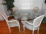 GLASS TOP DINING TABLE AND FOUR CHAIRS