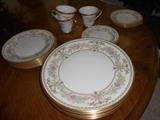LENOX CASTLE GARDEN CHINA 6 DINNER, 6 SALAD, 2 BREAD AND 3 CUP AND SAUCERS