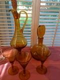 Mid-century amber glass decanters