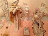 Lenox ivory porcelain nativity set and Santa figurines