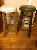 Vintage upholstered stool pair