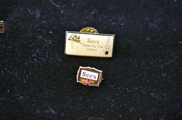 Look at these See's Candies pins!