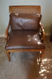 2 Rattan chairs with leather seats
