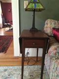 Antique mahogany drop leaf side table; 