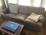 Ethan Allen leather couch - taupe