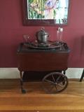 Antique mahogany serving cart - drop leaf