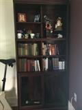 3-tier mahogany vintage bookcase with sliding beveled-glass doors