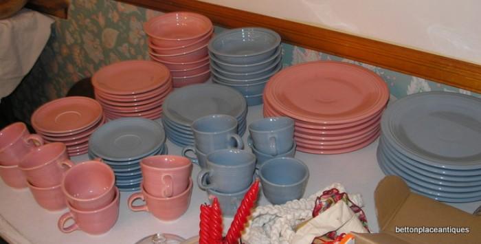 Old and newer Fiesta Ware in blue and pink...no damage.....cash only...bring packing supplies