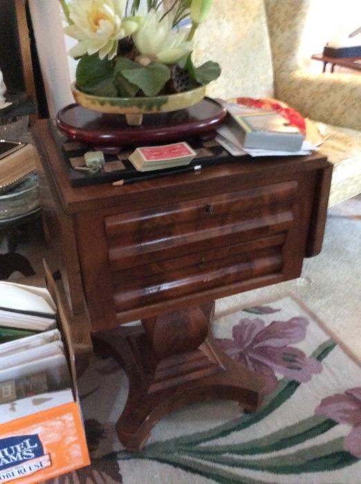 American Empire side table with drop leaf