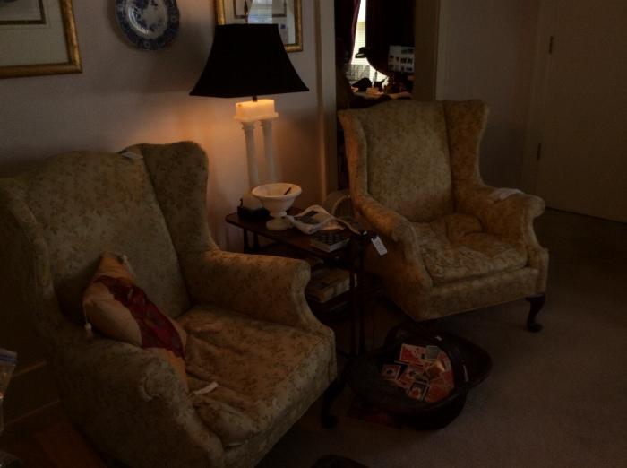 Pair of English 19th century armchairs