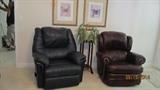 pair leather recliners