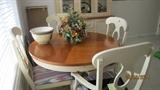 nice 2 tone table w/4 chairs, china cab. matches