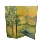 Folk painted 3-section dressing screen