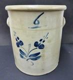 6 gallon stoneware crock w/floral decoration