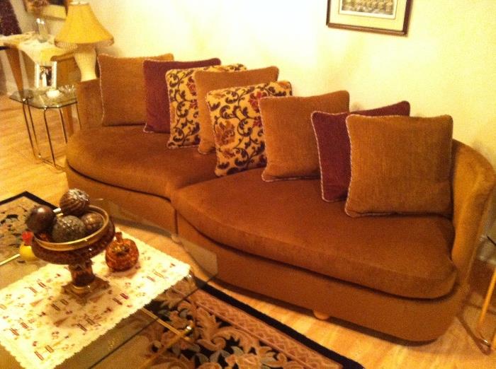 Plush Custom upholstered sofa and matching pillows