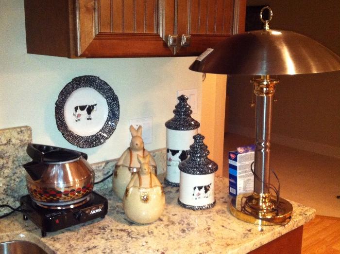Ceramic Bunnies, Moo Cow Canister Sets, Electric Tea Pot Coffee Warmer