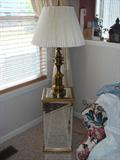 Mirrored Pedestal and Lamp