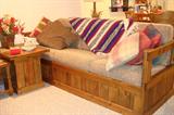 Oak Frame Sofa and End Tables
