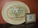 Painted Floral Tray, Floral in Gilt Frame