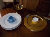 Brass Charger and Dinner Plates