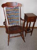 Wood Rocker and Tall Side Table