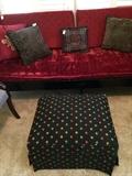          Antique day bed; decorative pillows; ottoman 