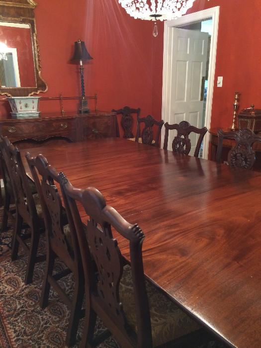Exceptional antique table & 12 Chippendale chairs 