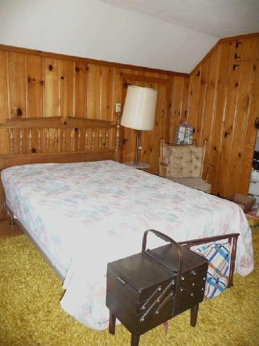 bed with head board , sewing cabinet