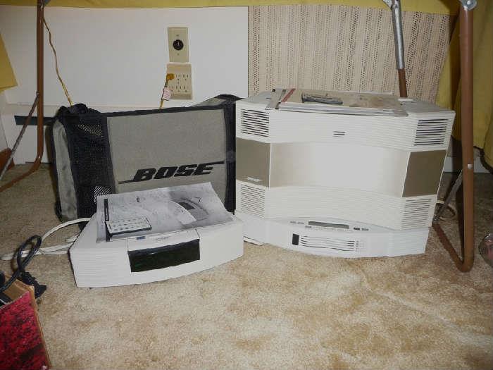 several BOSE radios, 1 CD player and 5 CD player
