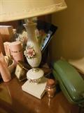 Vintage China Roses Bedroom Lamp(s) With Silk Shade