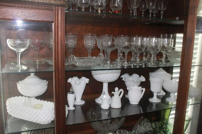 Fine White China sets and Assorted Crystal Glasses