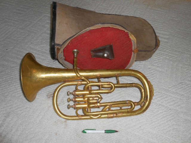 antique musical instrument Tenor Horn brass