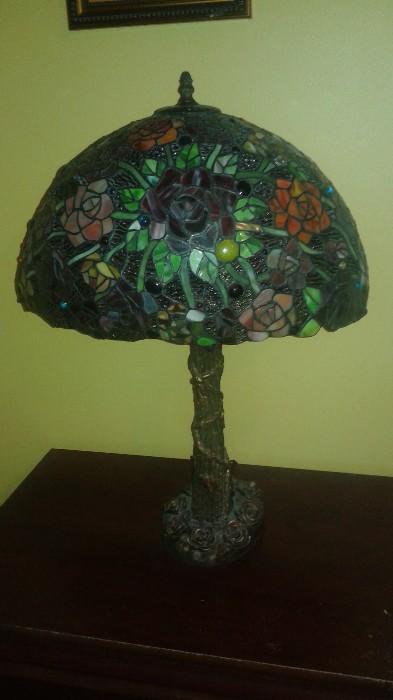Nice Repro Stained Glass Table Lamp