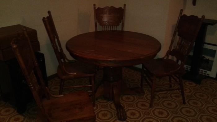 Oak Claw foot Dining Table & Chairs