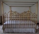 Custom Made Italian Florentine Wrought Iron Canopy Bed (80"W x 82"L). Bed comes with a Brand New (still in plastic) Custom Made Mattress and Foundation.