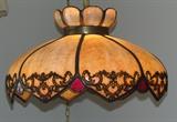 Antique Butterscotch Slag Glass Swag Lamp (21"D)