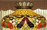 Beautiful Antique Stain Glass (24"D) Chandelier
