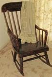 Boston Rocker shown with a Vintage Linen Runner with 7" Hand Crocheted Edging complete with Finged Ends