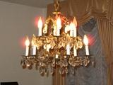 Twelve Arm Chandelier with Crystal Prisms