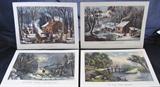 Set of 4 Vintage Currier & Ives Prints